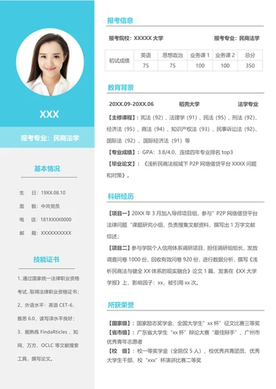 考研复试简历简单实用