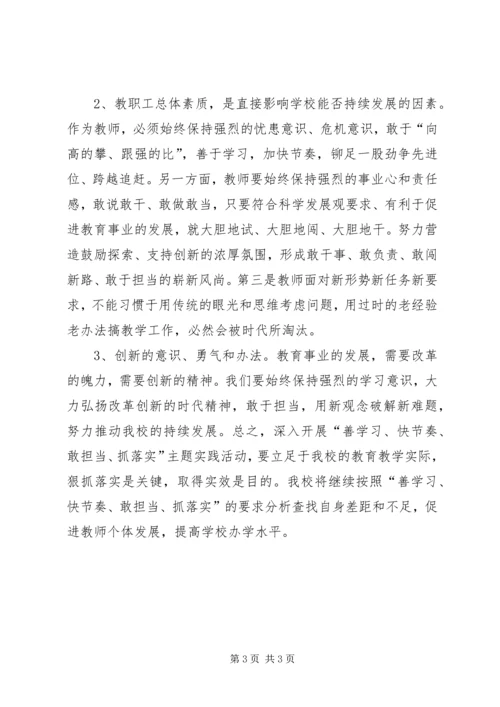 小学“善学习、快节奏、敢担当、抓落实”主题实践活动调研报告.docx