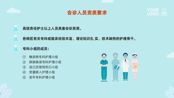 橙蓝插画护理会诊制度PPT模板宣传PPT动态PPT