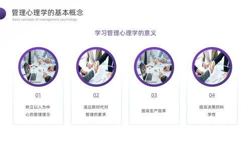 紫色渐变简约形状商务风管理心理学PPT模板