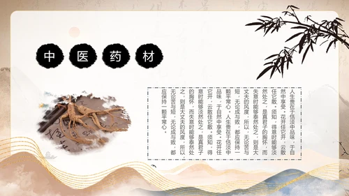 鎏金风中国风中医养生文化中医药材介绍PPT模板