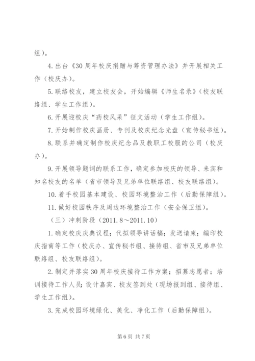 学校30周年校庆筹备工作方案 (2).docx