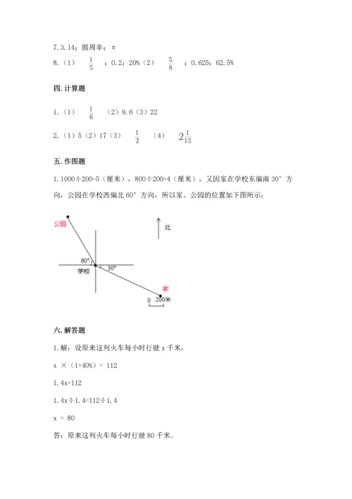 小学数学六年级上册期末试卷附参考答案（实用）.docx