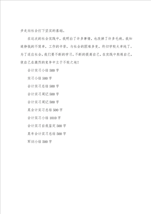 会计实习小结500字