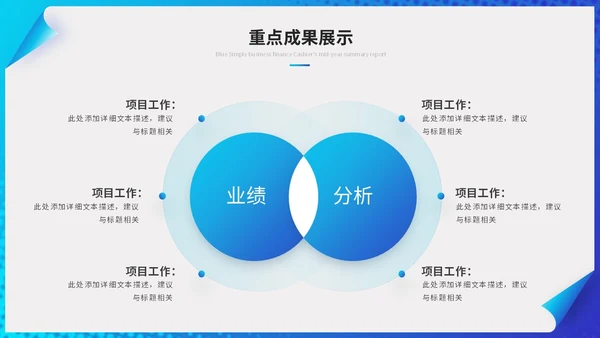 蓝色简约创意翻页式工作总结工作汇报述职报告ppt模板