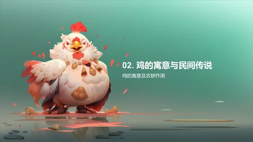 青色中国风生肖鸡文化传承PPT模板