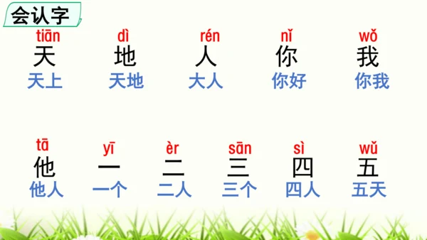 【新教材】部编版一年级语文上册第一单元复习 课件
