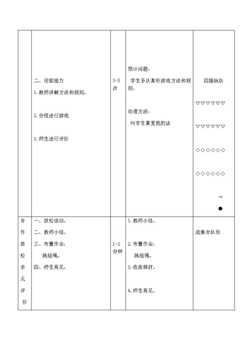 一年级体育课时计划