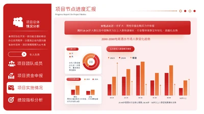 红色商务风柱状图数据分析图表页