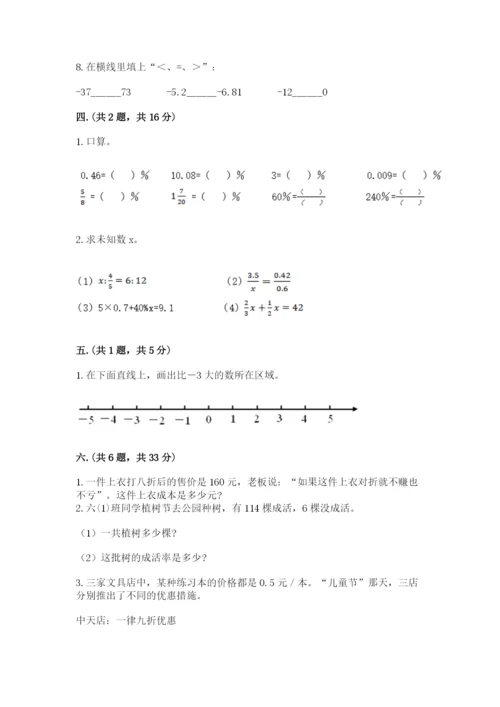 沪教版六年级数学下学期期末测试题附参考答案【突破训练】.docx