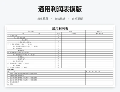 通用利润表模版