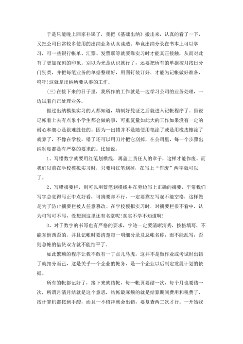 出纳的实习报告范文锦集六篇.docx