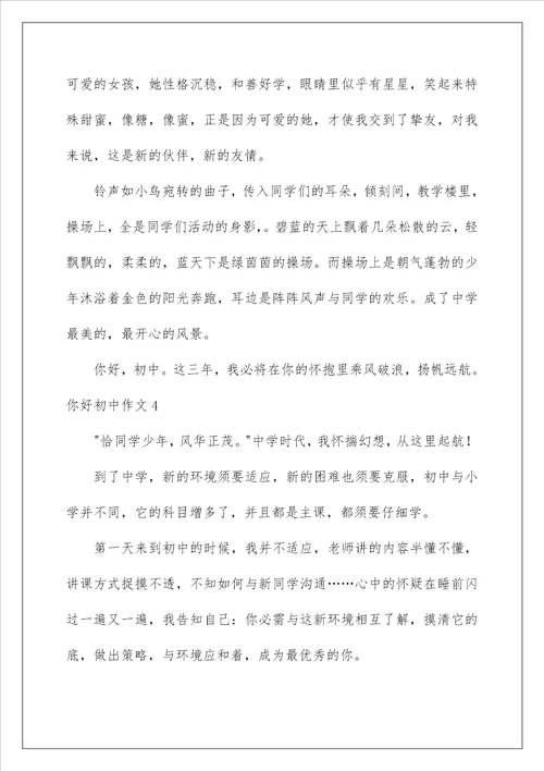 2022你好初中作文 9