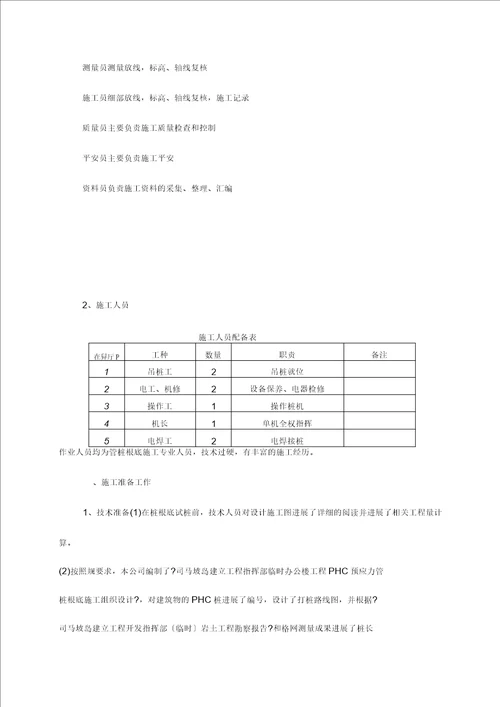 PHC静压桩专项施工组织方案与对策