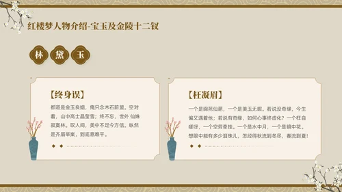 褐色复古中国风中国四大名著之红楼梦人物介绍PPT