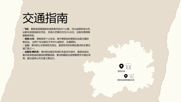 米色撕纸风简约创意贵州旅游攻略