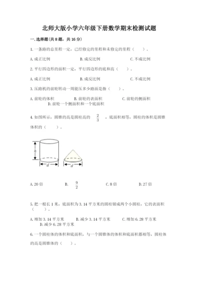 北师大版小学六年级下册数学期末检测试题及参考答案【基础题】.docx