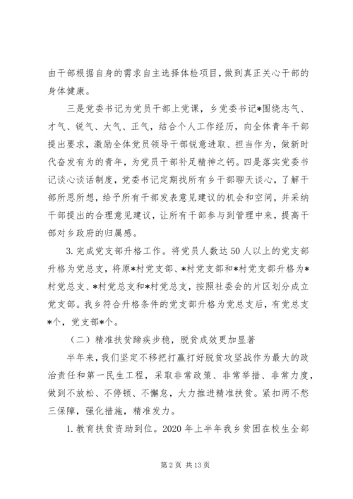 乡镇某年上半年工作总结和下半年工作打算.docx