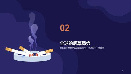 蓝色插画世界无烟日守护健康主题PPT