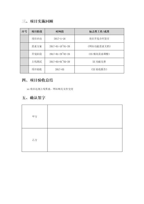 项目验收报告模板共3页