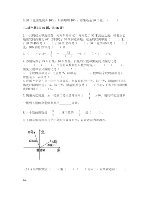 2022人教版六年级上册数学期末测试卷有解析答案.docx