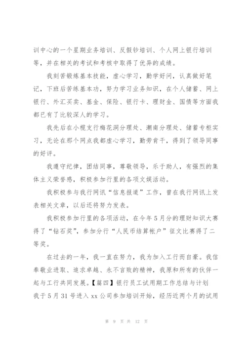 银行员工试用期工作总结与计划.docx