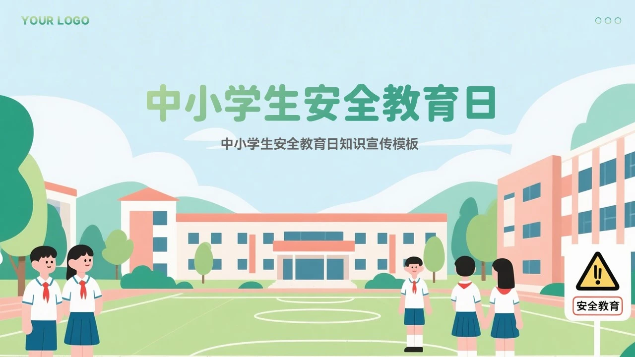 大气卡通中小学生安全教育日PPT模板