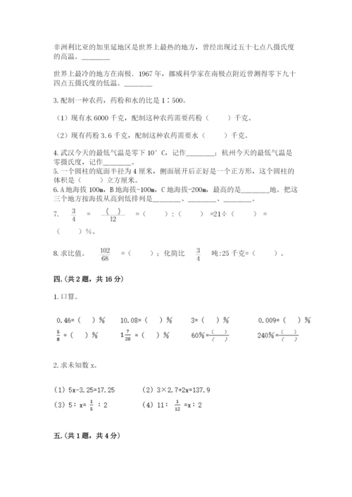 河南省平顶山市六年级下册数学期末测试卷精品（模拟题）.docx
