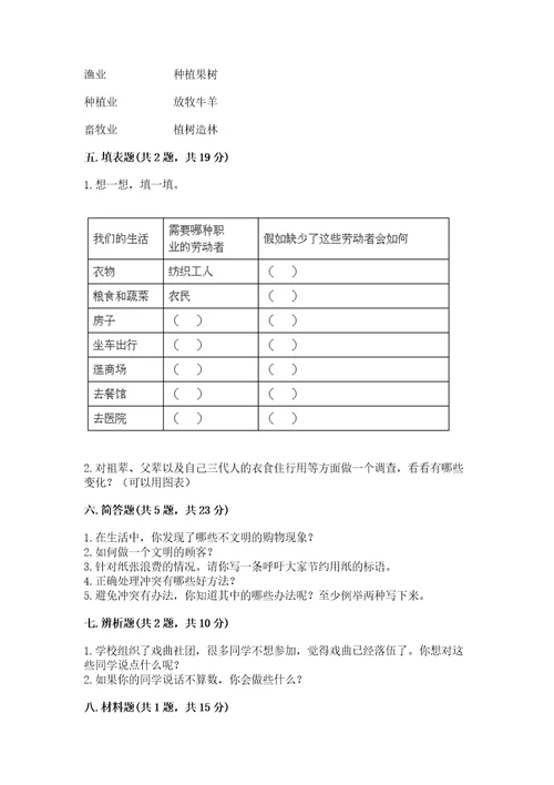 部编版四年级下册道德与法治《期末测试卷》精品（b卷）