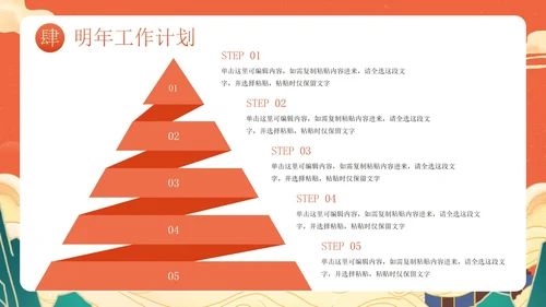 国潮国风插画兔年年终总结PPT模板