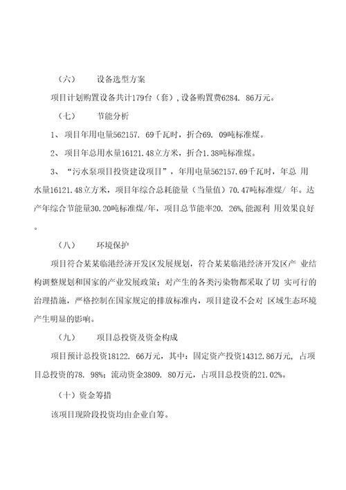 模板污水泵项目投资分析计划书参考方案