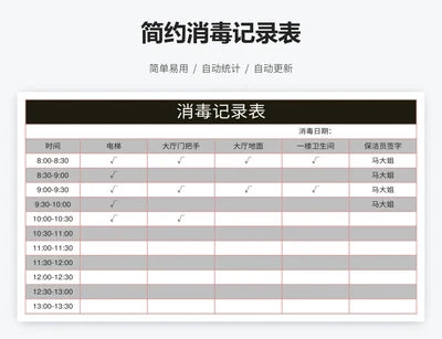 简约消毒记录表