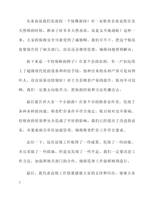 粮食领域专项巡视工作汇报