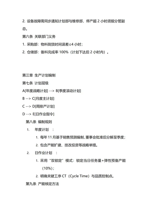 通用生产计划管理制度