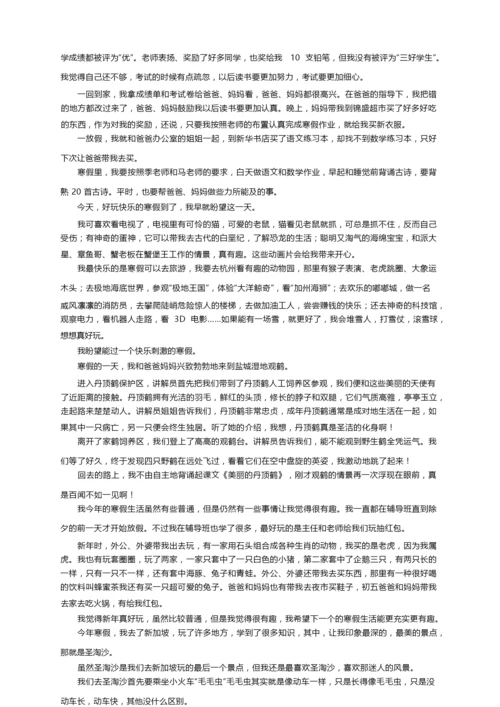 放寒假优秀周记300字（通用17篇）.docx