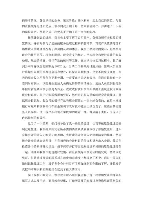 出纳的实习报告范文集合9篇.docx