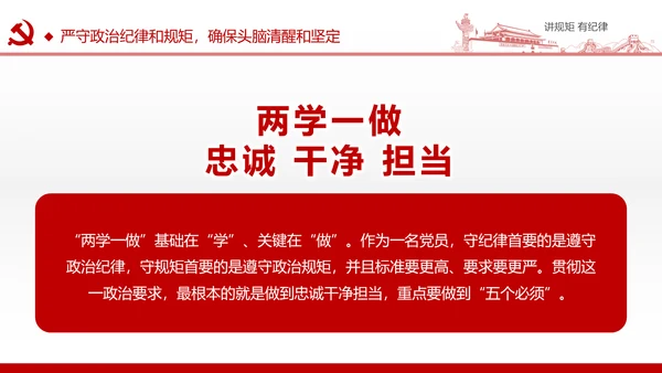 两学一做党课之讲规矩有纪律ppt模板