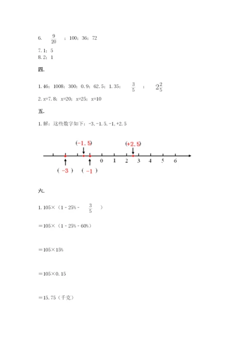 小学数学六年级下册竞赛试题附参考答案（精练）.docx