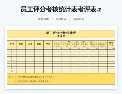 员工评分考核统计表考评表.zip