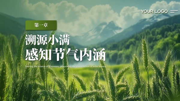 绿色简约创意中国传统二十四节气之小满课件PPT模板