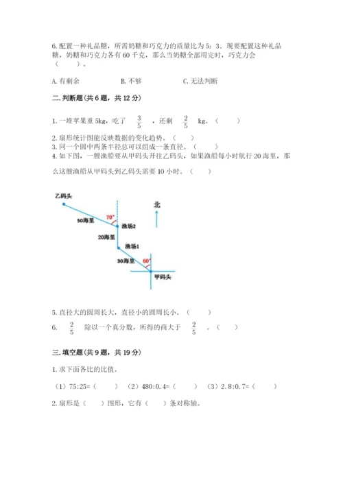 小学六年级上册数学期末测试卷及参考答案【名师推荐】.docx
