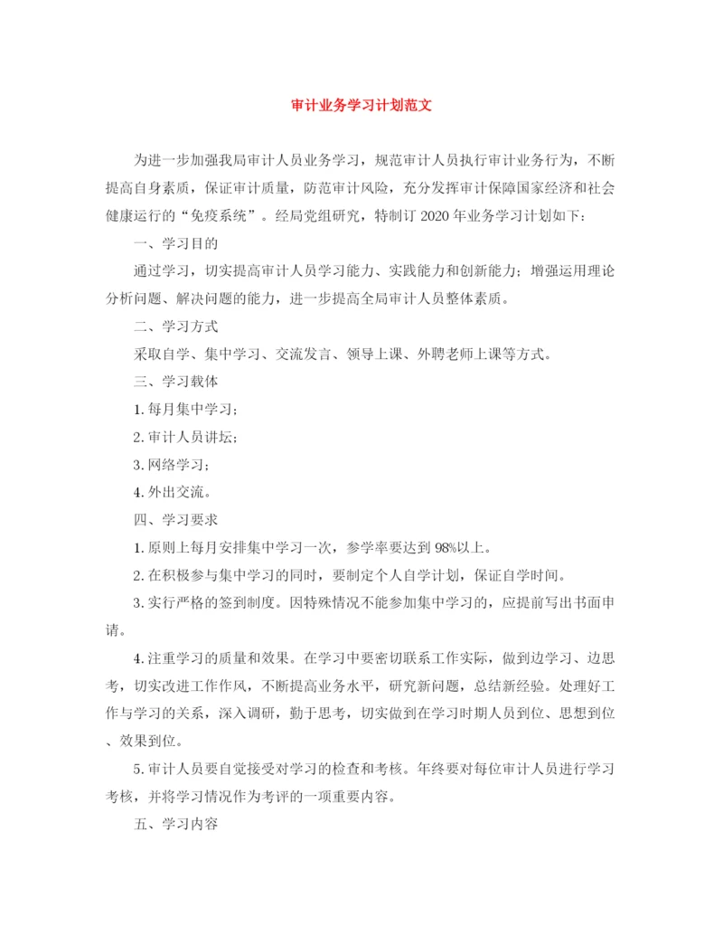 精编之审计业务学习计划范文.docx