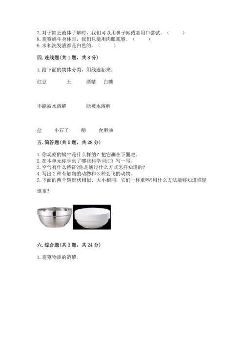 教科版一年级下册科学期末测试卷【中心小学】.docx