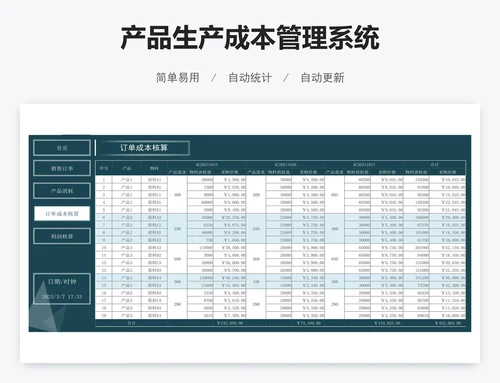 产品生产成本管理系统