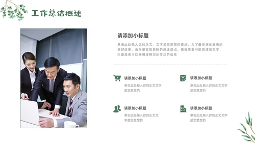小清新简约工作总结汇报概述