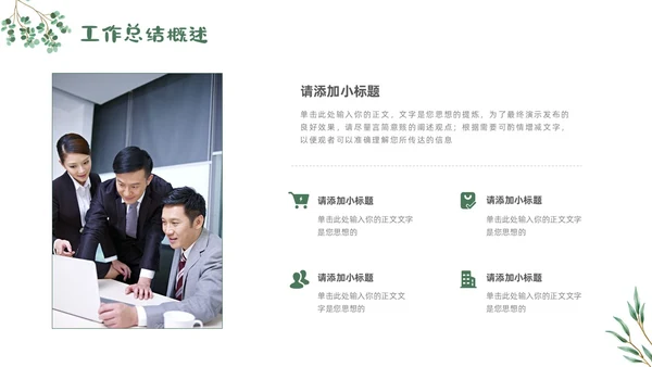 小清新简约工作总结汇报概述
