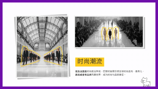 可爱简约时尚法国旅游攻略PPT模板