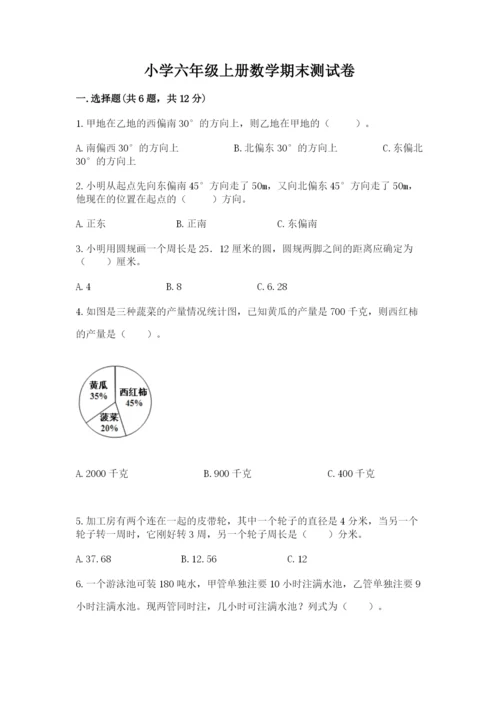 小学六年级上册数学期末测试卷带答案（黄金题型）.docx
