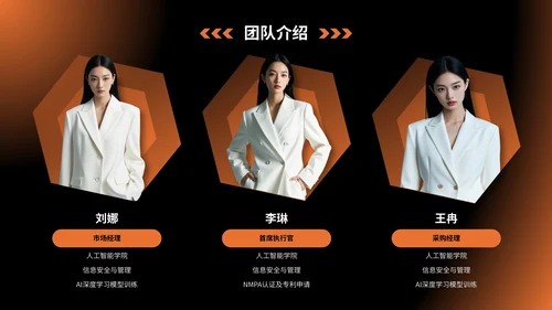 黑橙色简约风人物介绍PPT版式合集