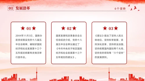 红色水彩简约党建党课学习了解六个坚持课件PPT